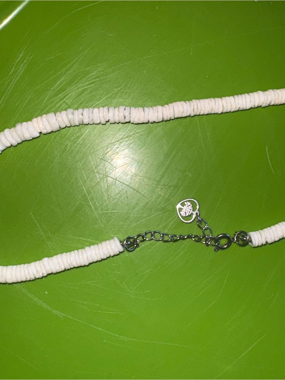 White Shell Bead Necklace with Charm